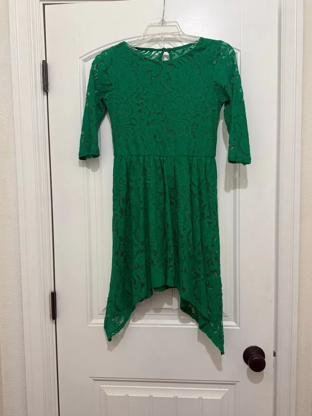 Gianni Bini GB Girls Green Lace Dress - Kids Girls Size Large EUC